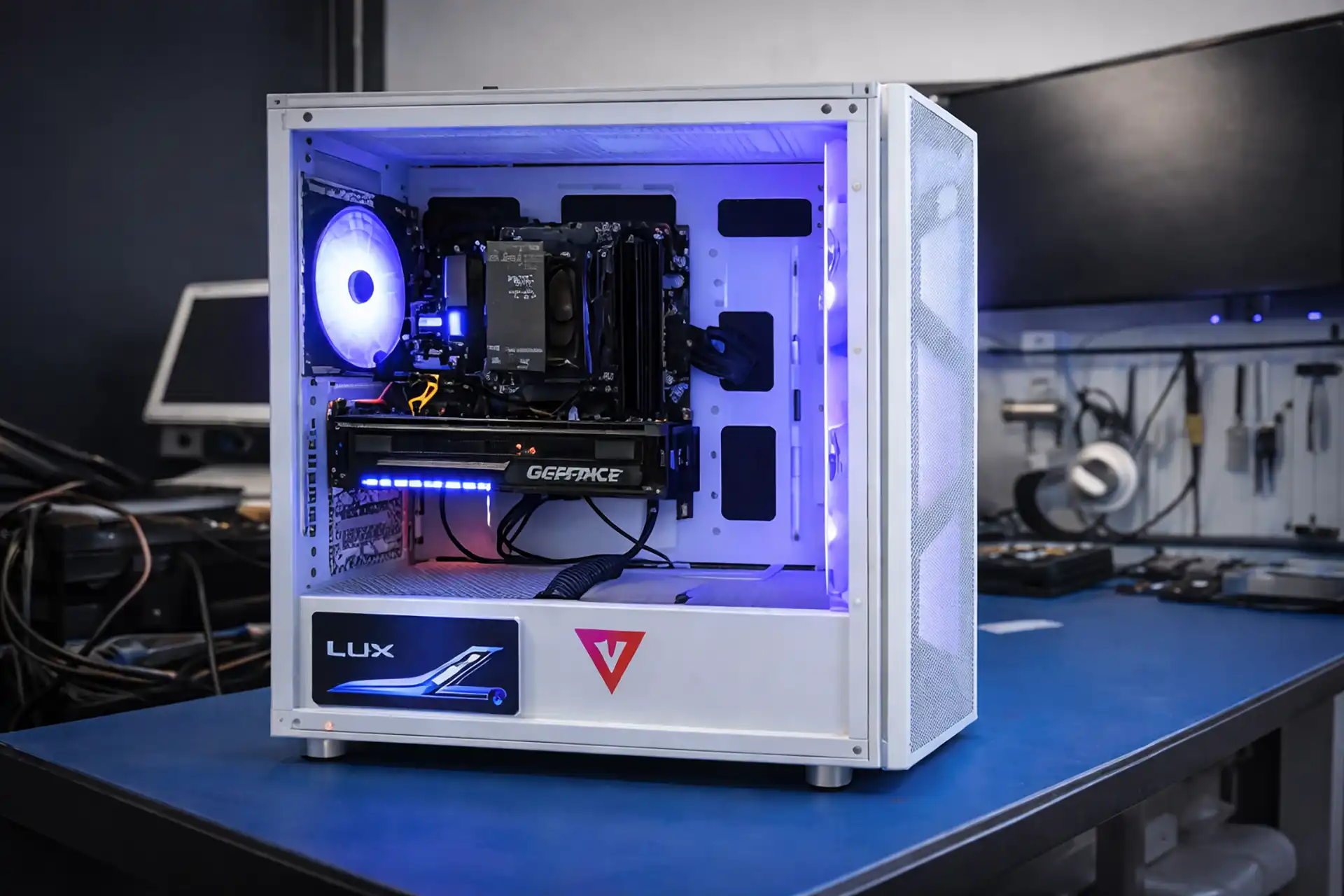 Naprawa komputera stacjonarnego – serwis PC Mielec Komputer stacjonarny RGB po naprawie w serwisie komputerowym w Mielcu